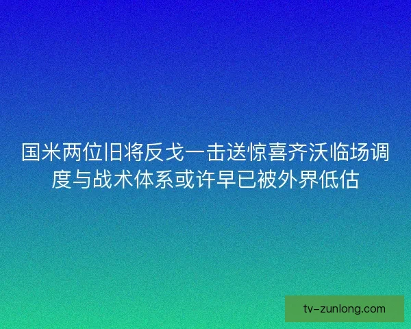 国米两位旧将反戈一击送惊喜齐沃临场调度与战术体系或许早已被外界低估