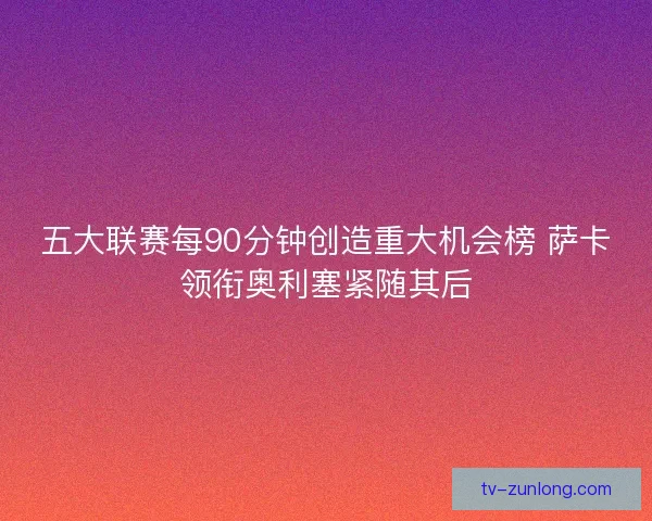 五大联赛每90分钟创造重大机会榜 萨卡领衔奥利塞紧随其后