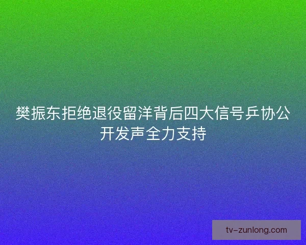 樊振东拒绝退役留洋背后四大信号乒协公开发声全力支持
