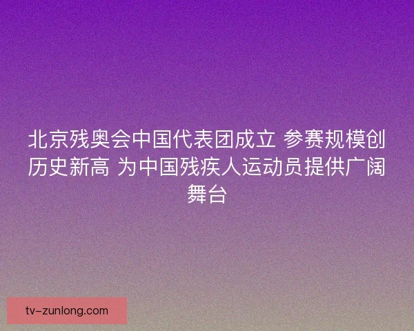 北京残奥会中国代表团成立 参赛规模创历史新高 为中国残疾人运动员提供广阔舞台